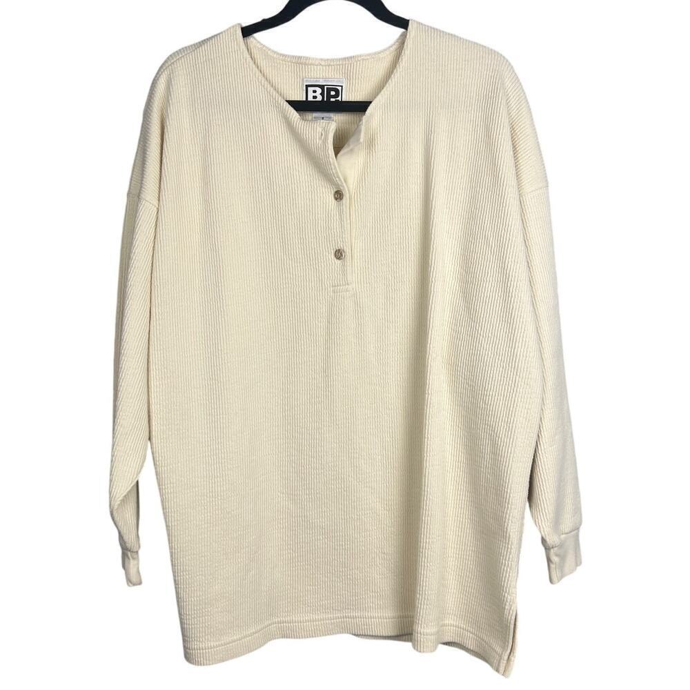 B.P Nordstrom Cotton Blend Textured Long Sleeve Pullover Size S